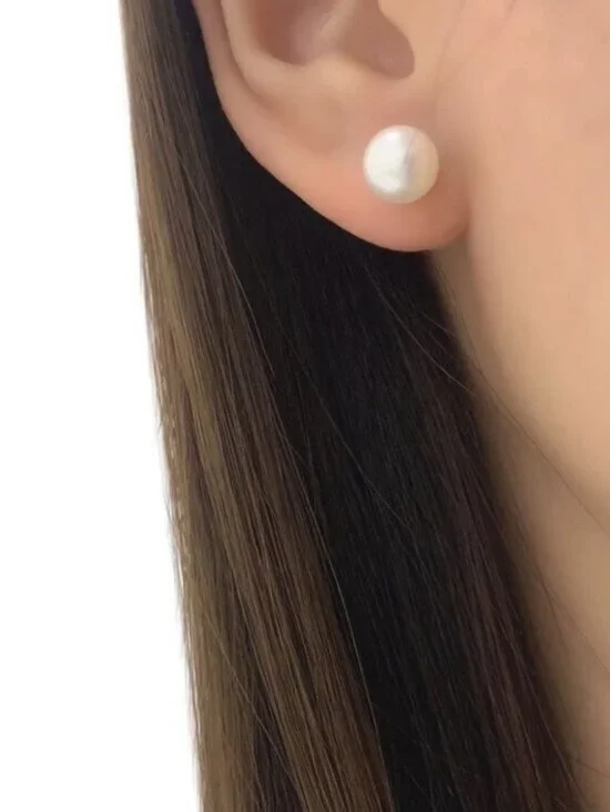 Tiffany Pearl Earrings Studs Silver 7.7mm 0.3" - Picture 2 of 7